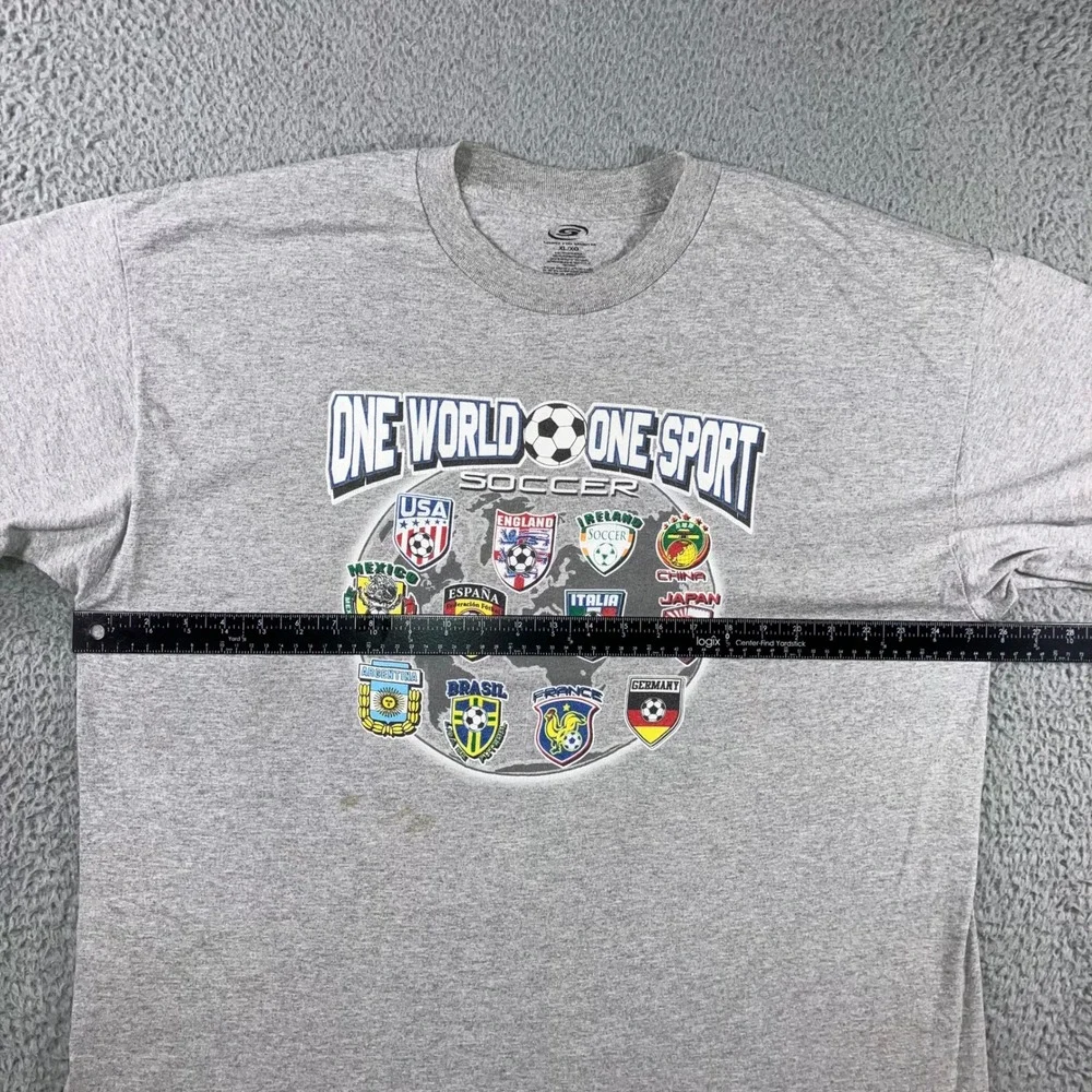 Simply For Sports Soccer T-Shirt Men XL Gray One World One Sport Graphic Tee - Picture 6 of 8